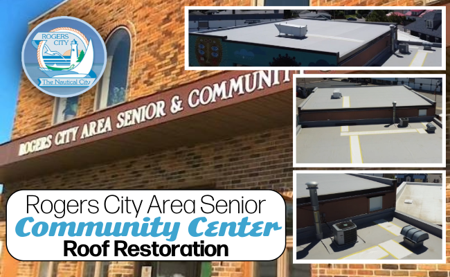 Rogers City Area Senior and Community Center roof restoration project by Doyle Roofing